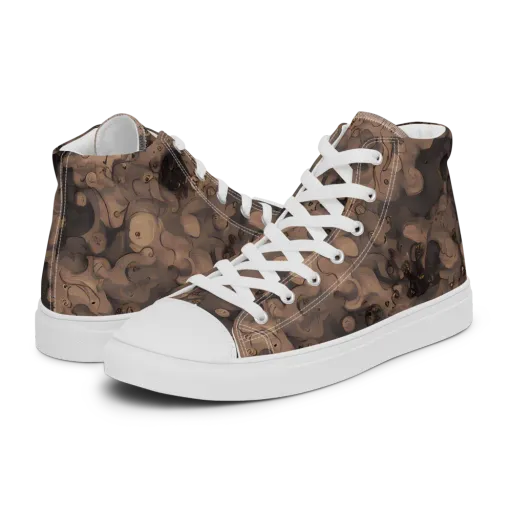 Sepia Whirlpool on a Men's High Top Canvas Shoes