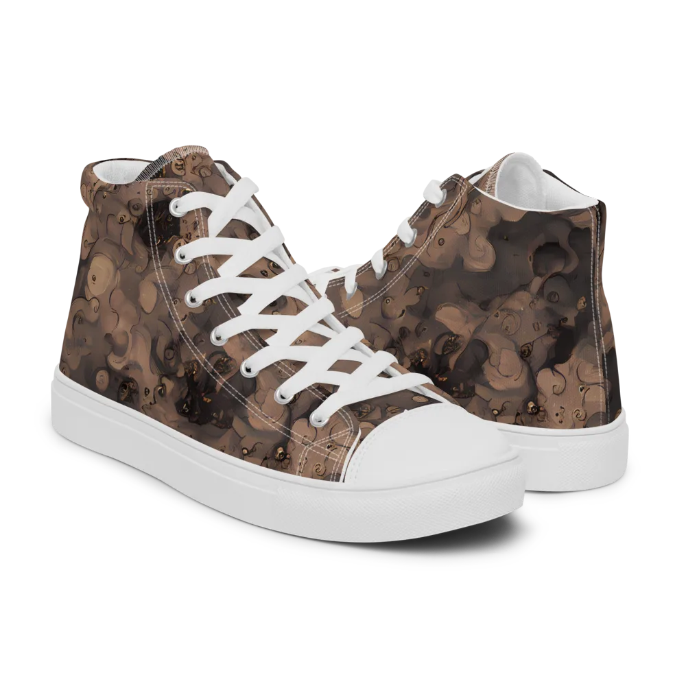 Sepia Whirlpool on Men's High Top Canvas Shoes — Right
