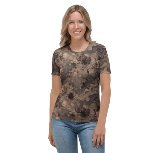 Sepia Whirlpool on a Women's Crew Neck T-Shirt