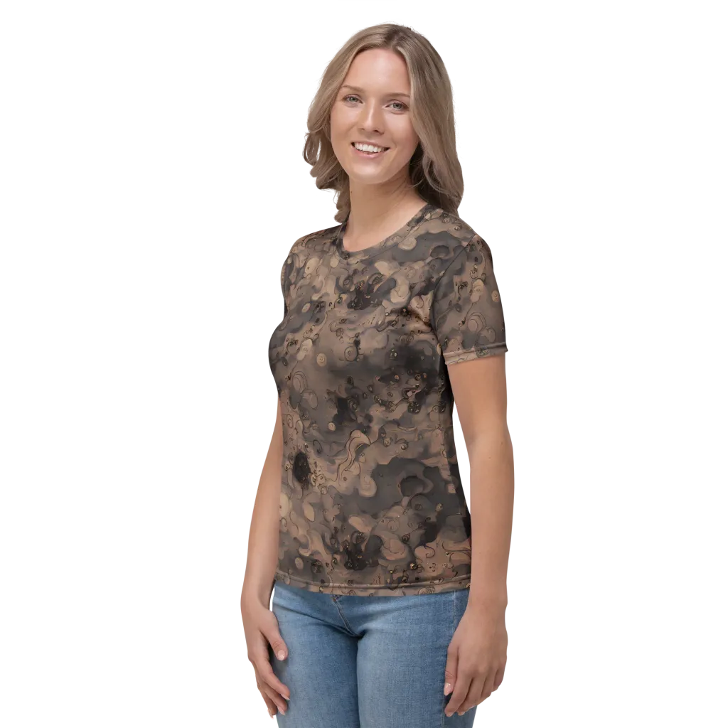 Sepia Whirlpool on Women's Crew Neck T-Shirt — Left
