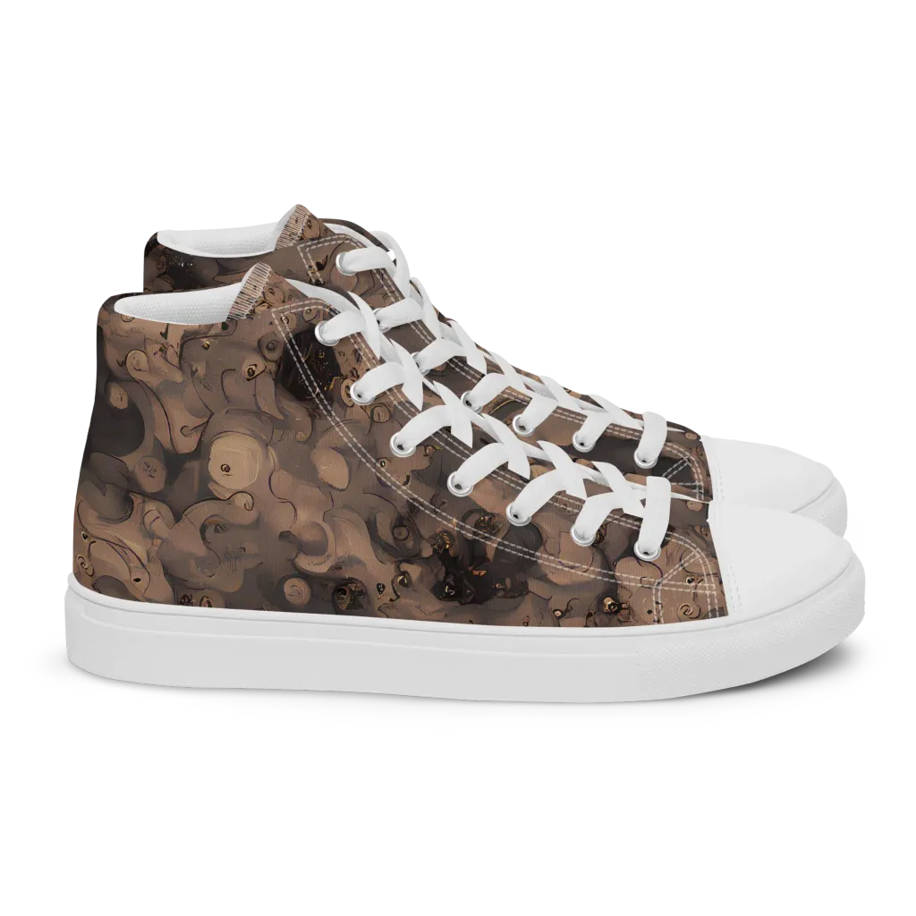 Sepia Whirlpool on Women's High Top Canvas Shoes — Right