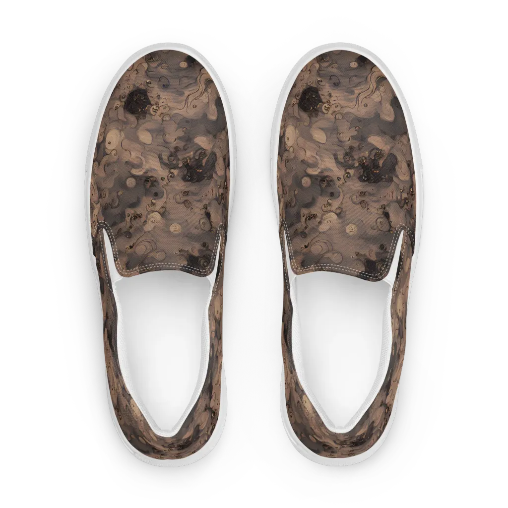 Sepia Whirlpool on Men's Slip-On Canvas Shoes — Front