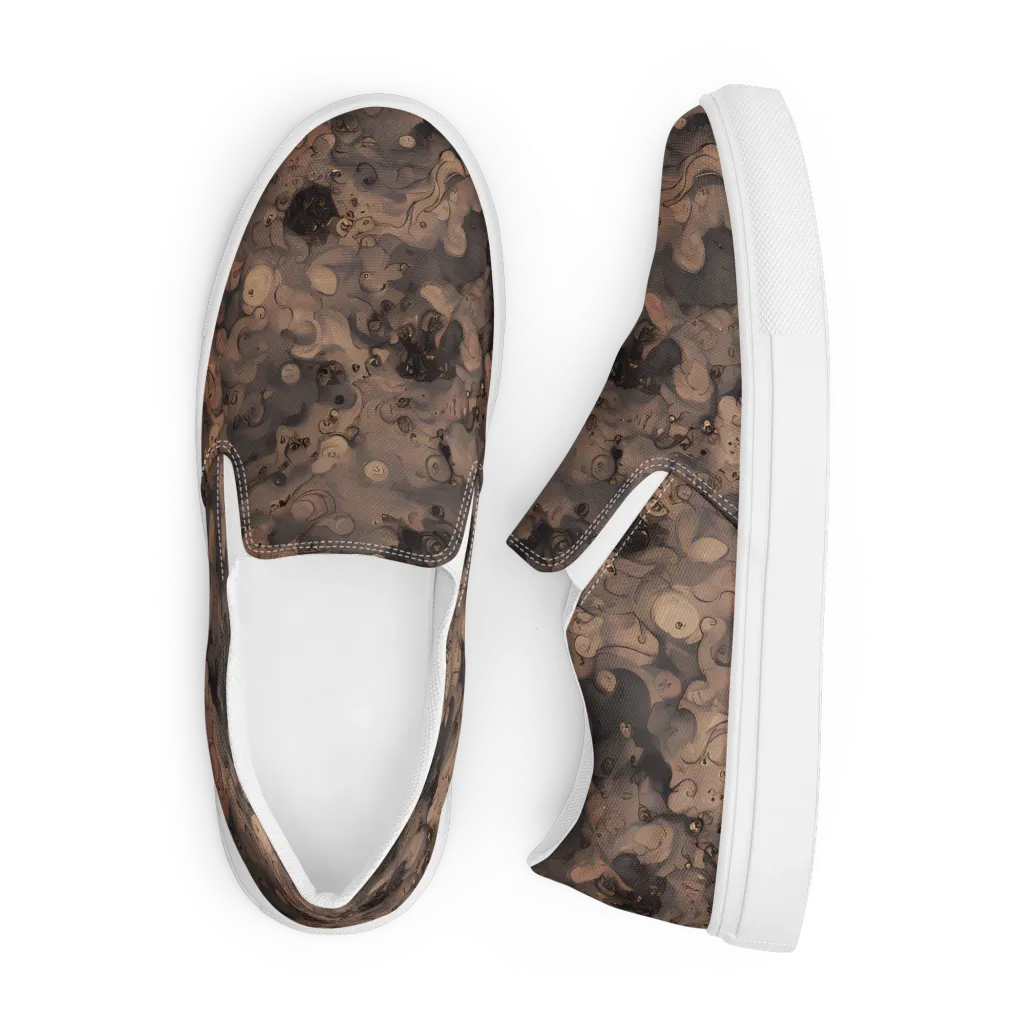 Sepia Whirlpool on Men's Slip-On Canvas Shoes — Front
