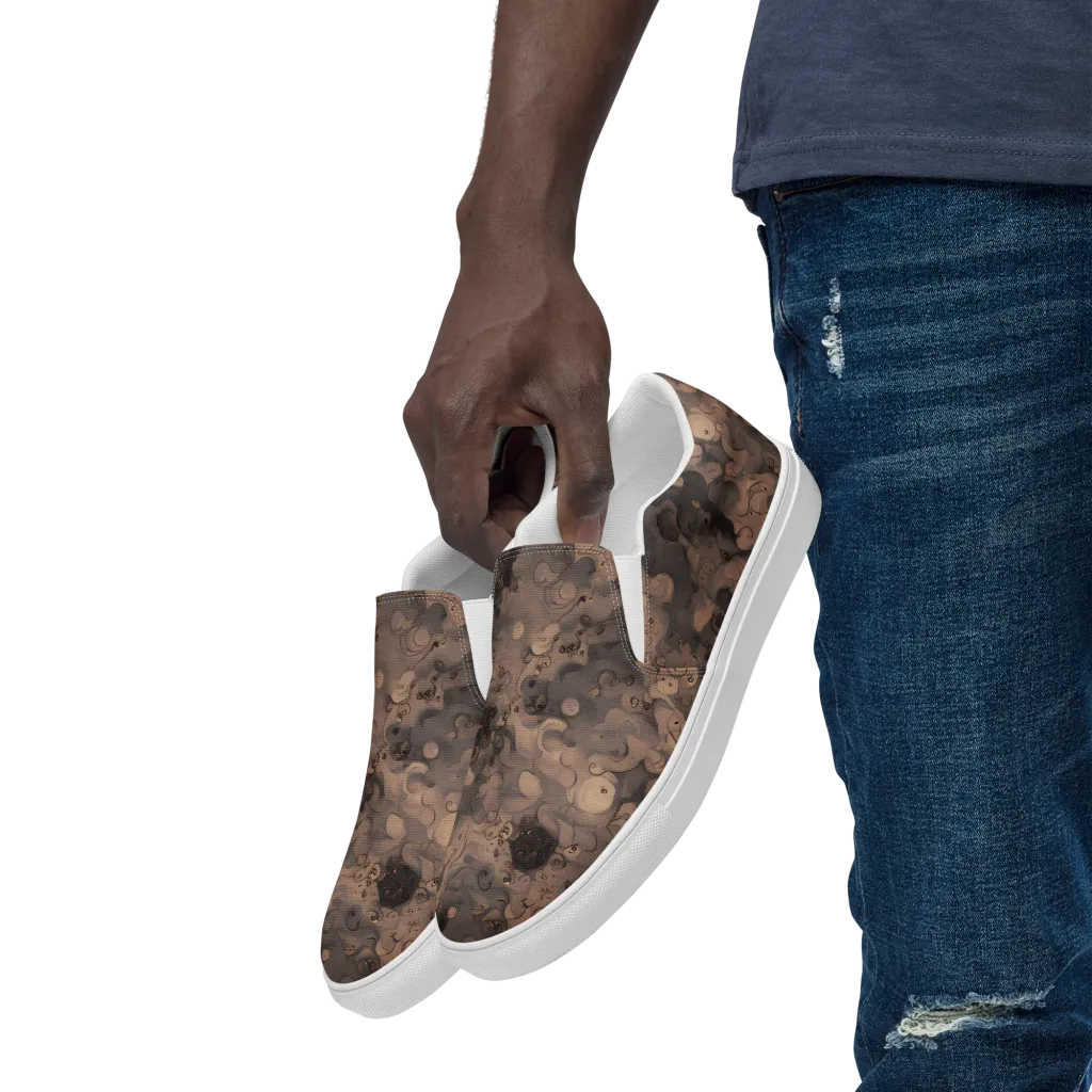 Sepia Whirlpool on Men's Slip-On Canvas Shoes — Left Front