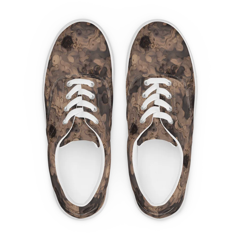Sepia Whirlpool on Men's Lace-Up Canvas Shoes — Front