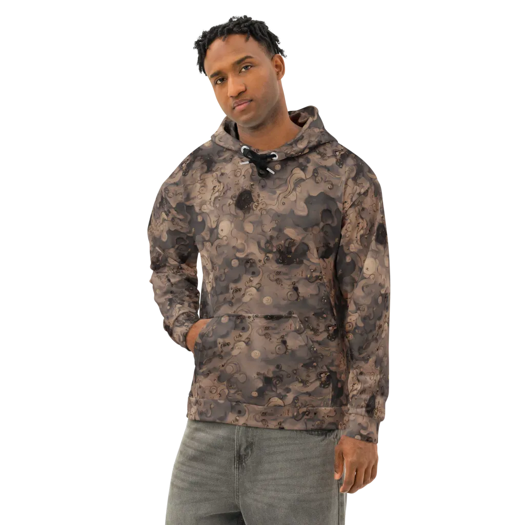 Sepia Whirlpool on Cotton Hoodie — Left Front