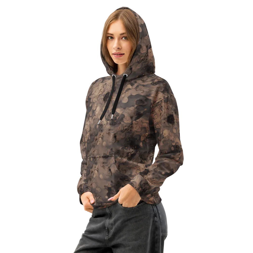 Sepia Whirlpool on Cotton Hoodie — Left Front