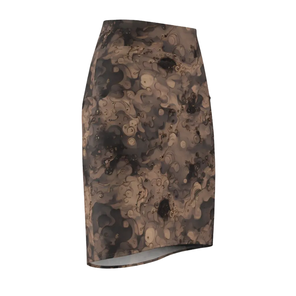 Sepia Whirlpool on Pencil Skirt — Front Side