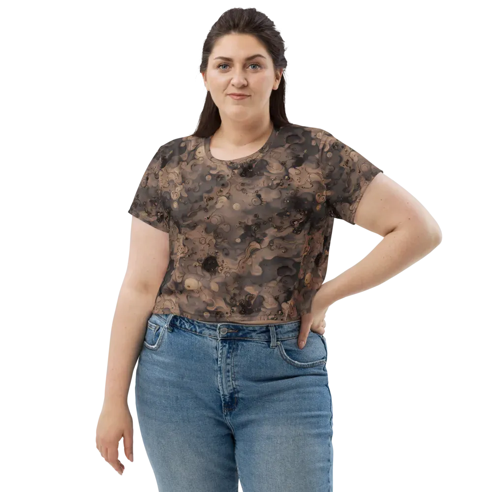 Sepia Whirlpool on Crop Tee — Front