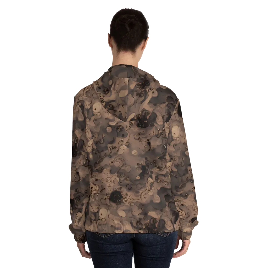 Sepia Whirlpool on Women's Full-Zip Hoodie — Back On Person