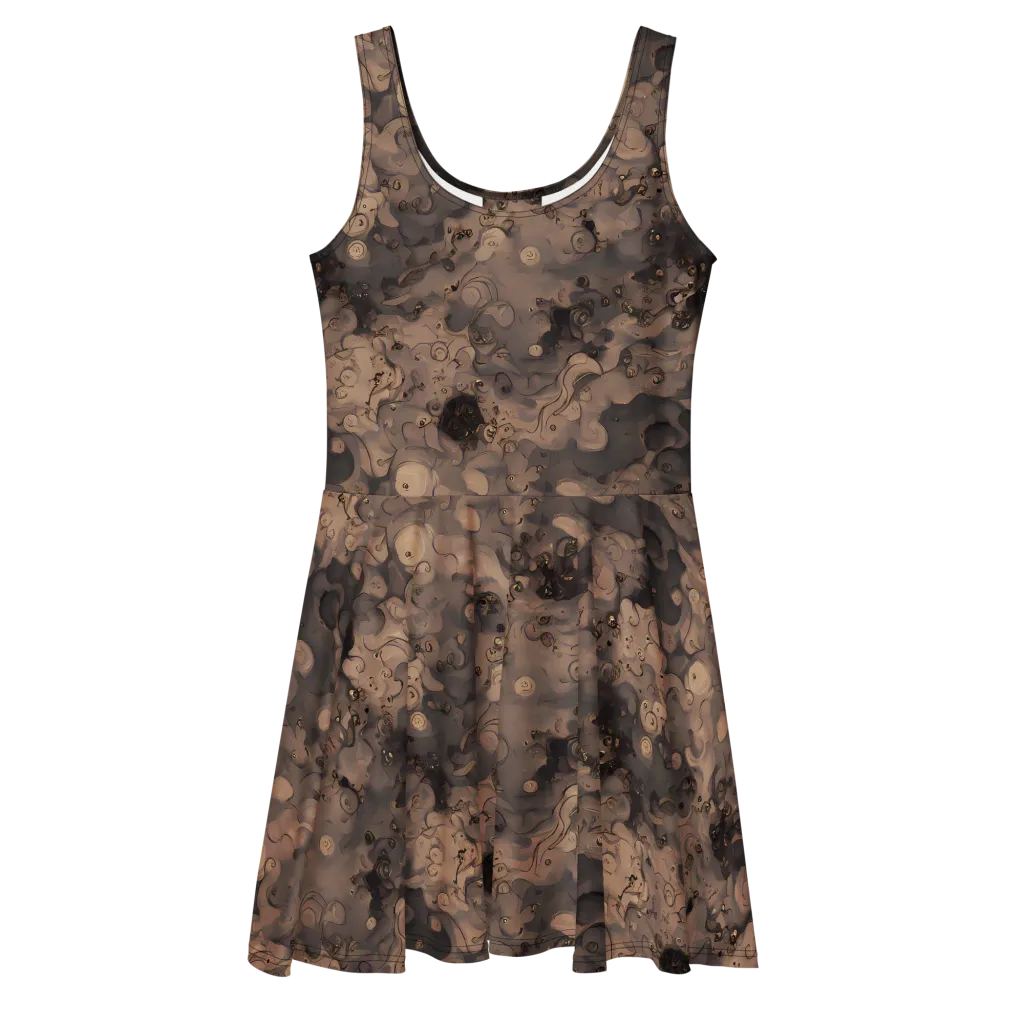 Sepia Whirlpool on Skater Dress — Front
