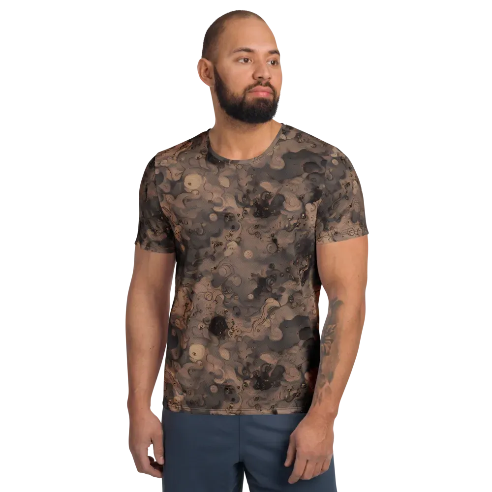 Sepia Whirlpool on Men's Athletic T-Shirt — Front