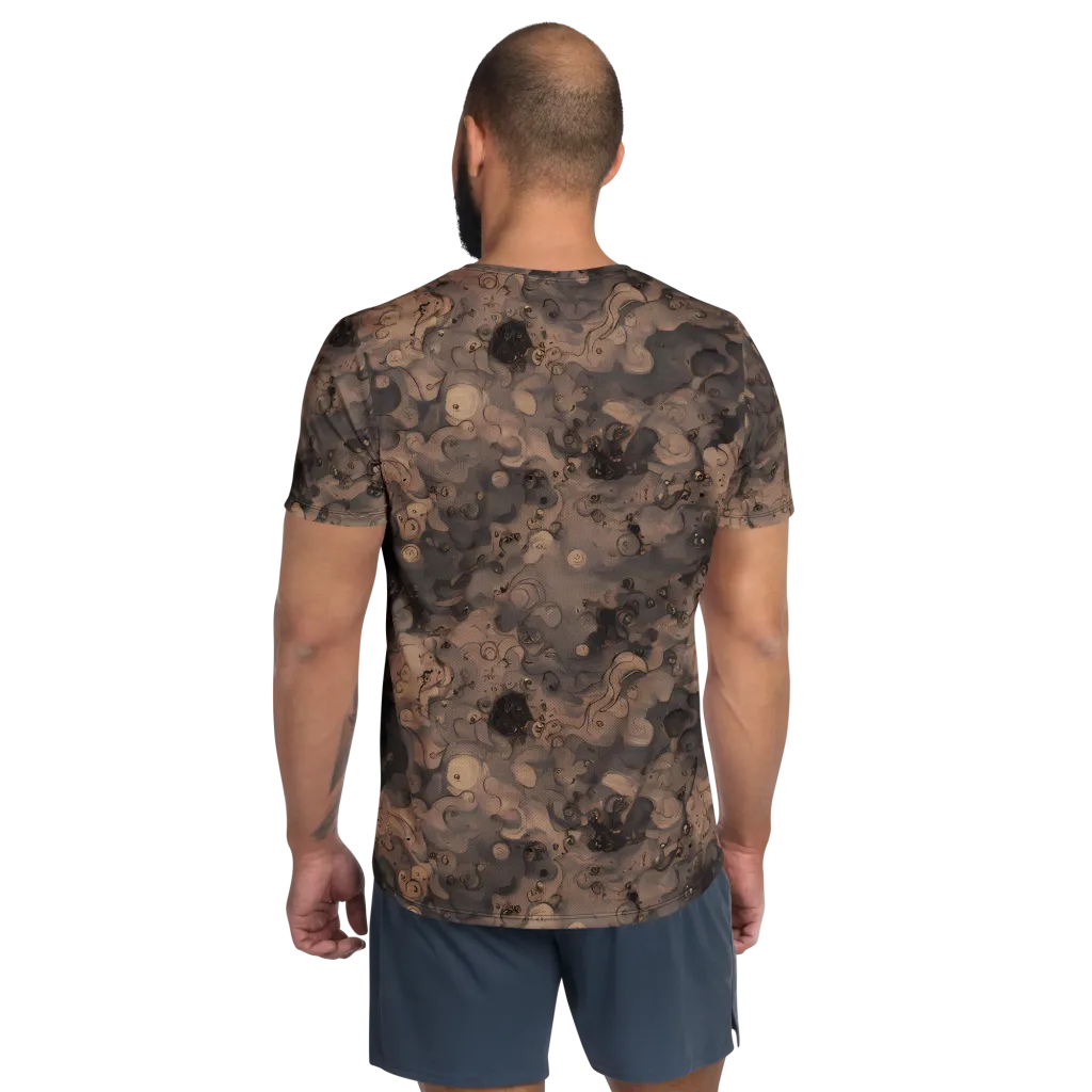 Sepia Whirlpool on Men's Athletic T-Shirt — Back