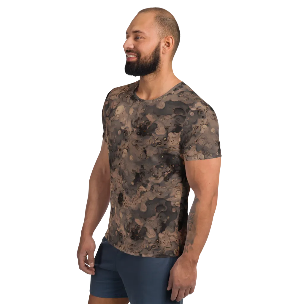 Sepia Whirlpool on Men's Athletic T-Shirt — Left