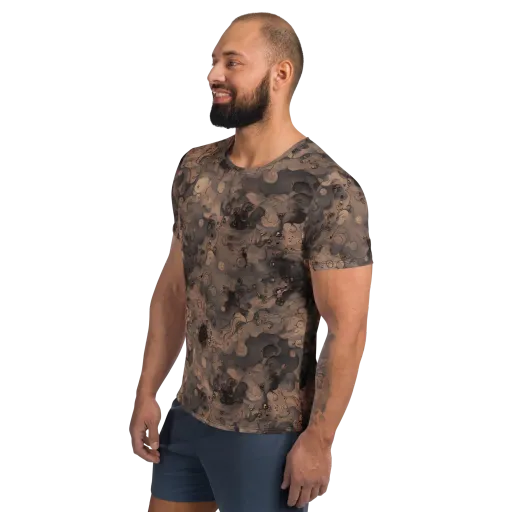 Sepia Whirlpool on a Men's Athletic T-Shirt
