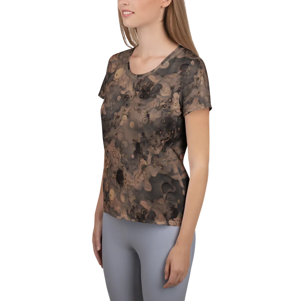 Sepia Whirlpool on Women's Athletic T-Shirt — Left
