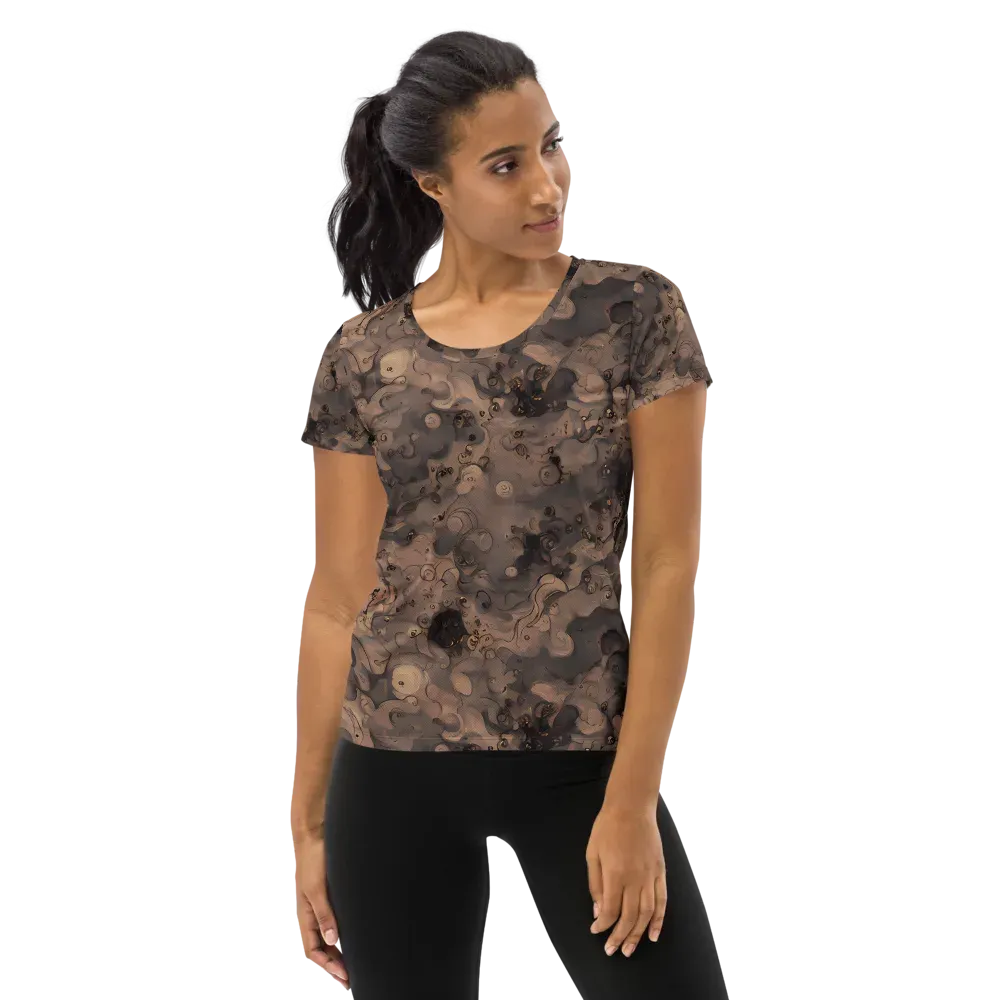 Sepia Whirlpool on Women's Athletic T-Shirt — Front