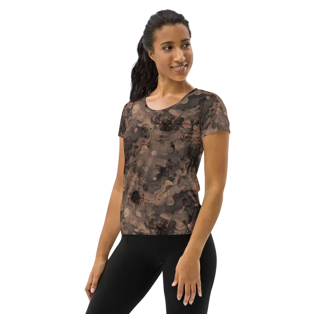 Sepia Whirlpool on Women's Athletic T-Shirt — Left