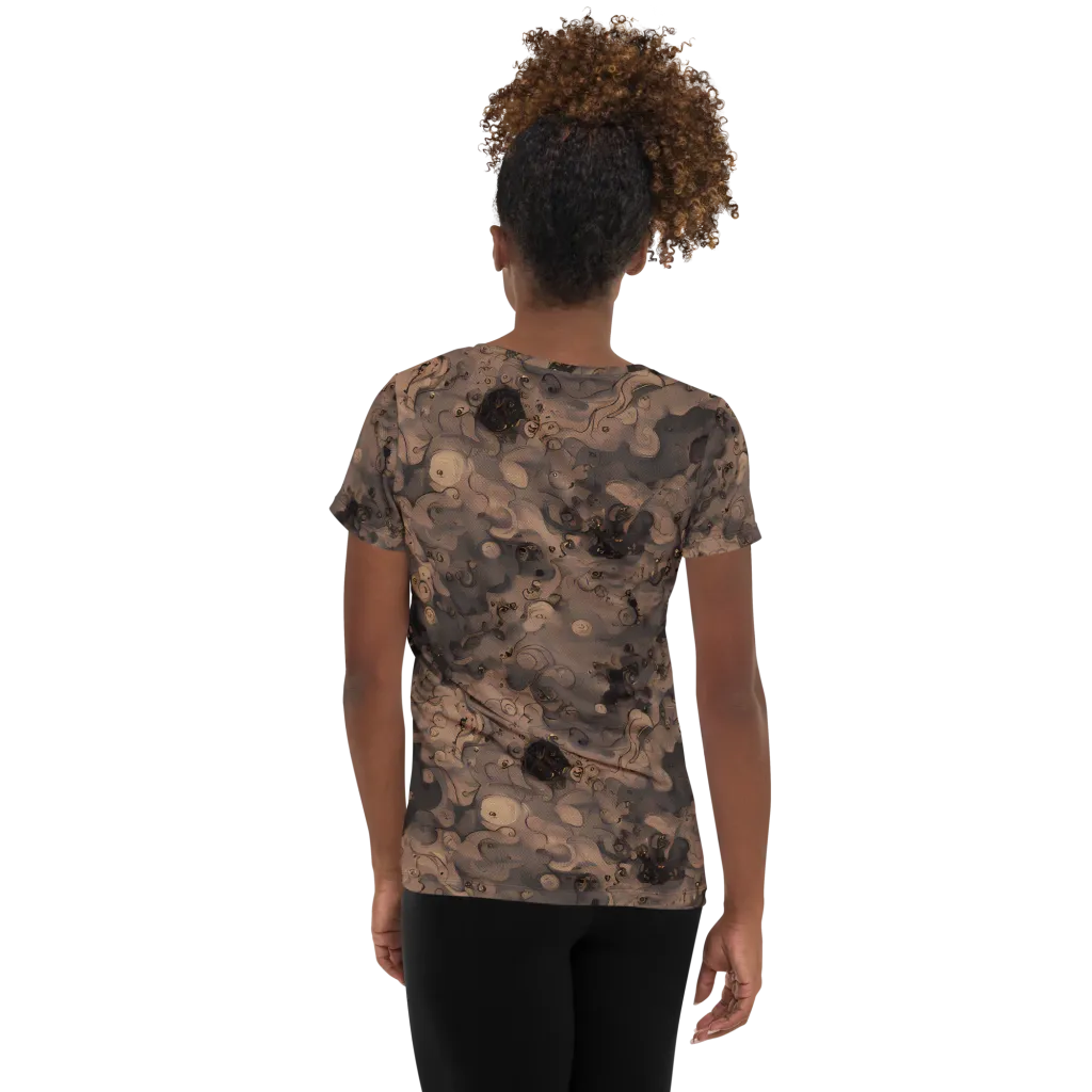 Sepia Whirlpool on Women's Athletic T-Shirt — Back