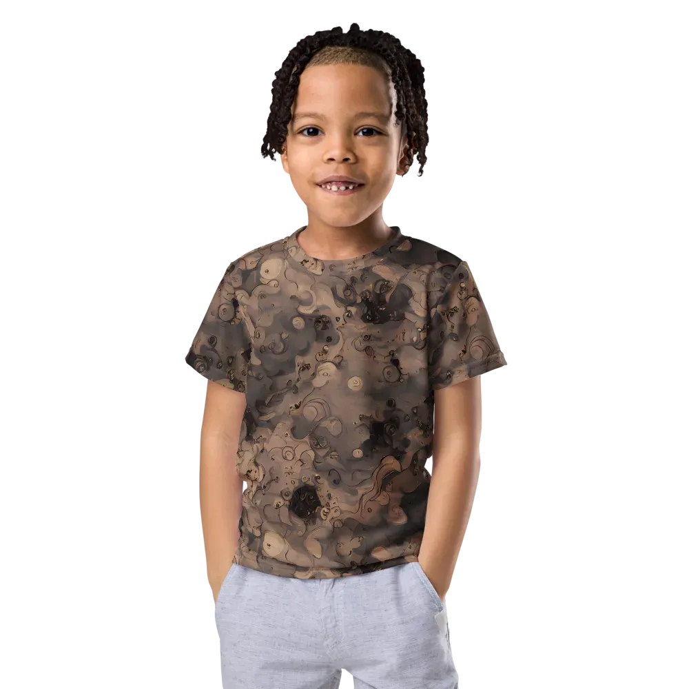 Sepia Whirlpool on Kids Crew Neck T-Shirt — Front