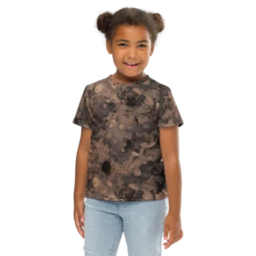 Sepia Whirlpool on a Kids Crew Neck T-Shirt