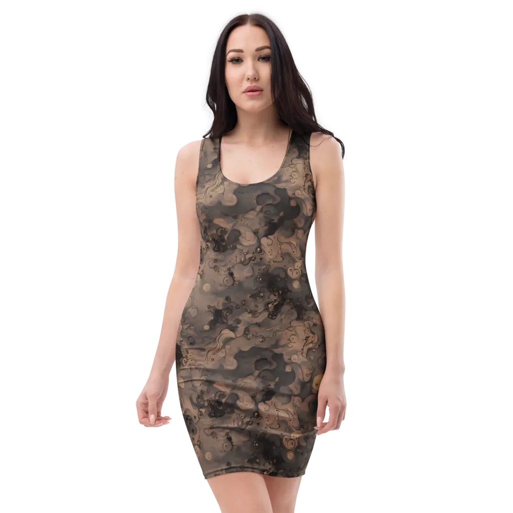 Sepia Whirlpool on Bodycon Dress — Front