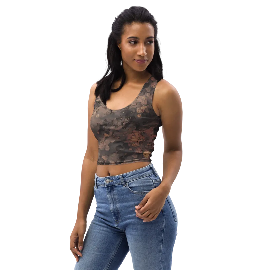 Sepia Whirlpool on Crop Top — Left Front