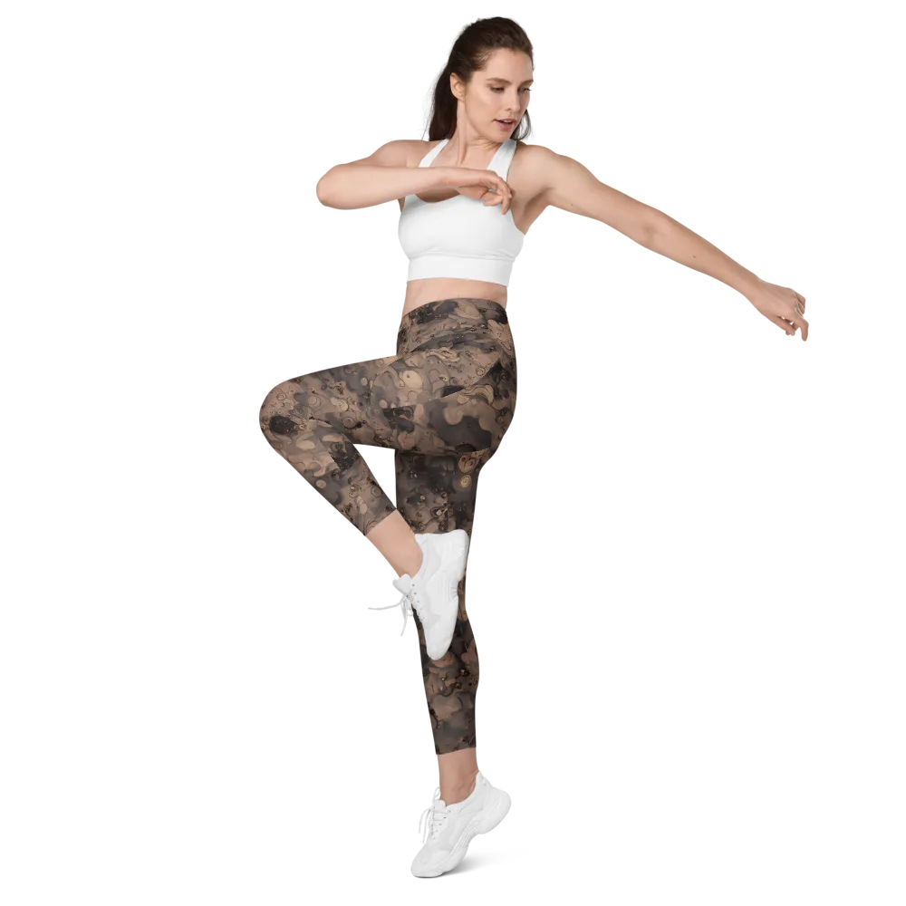 Sepia Whirlpool on Leggings with Pockets — Left Front
