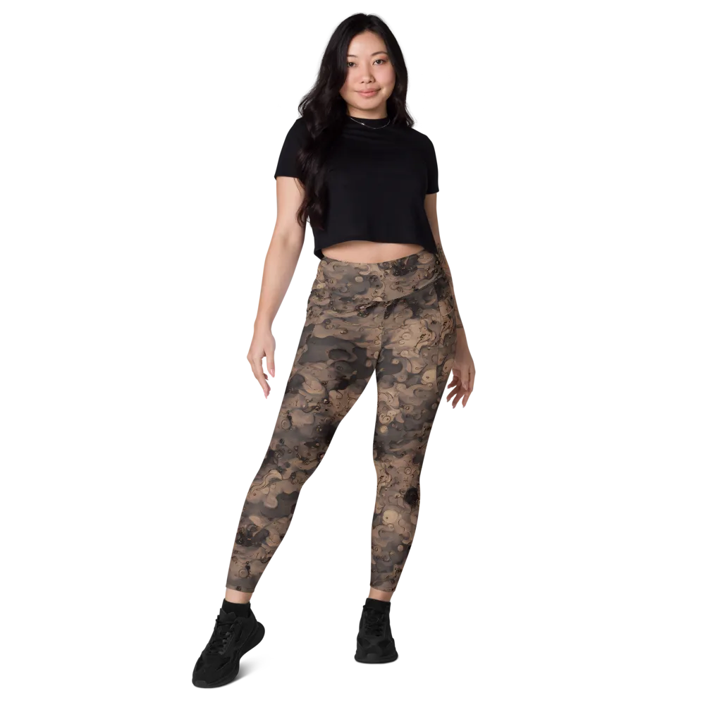Sepia Whirlpool on Leggings with Pockets — Front