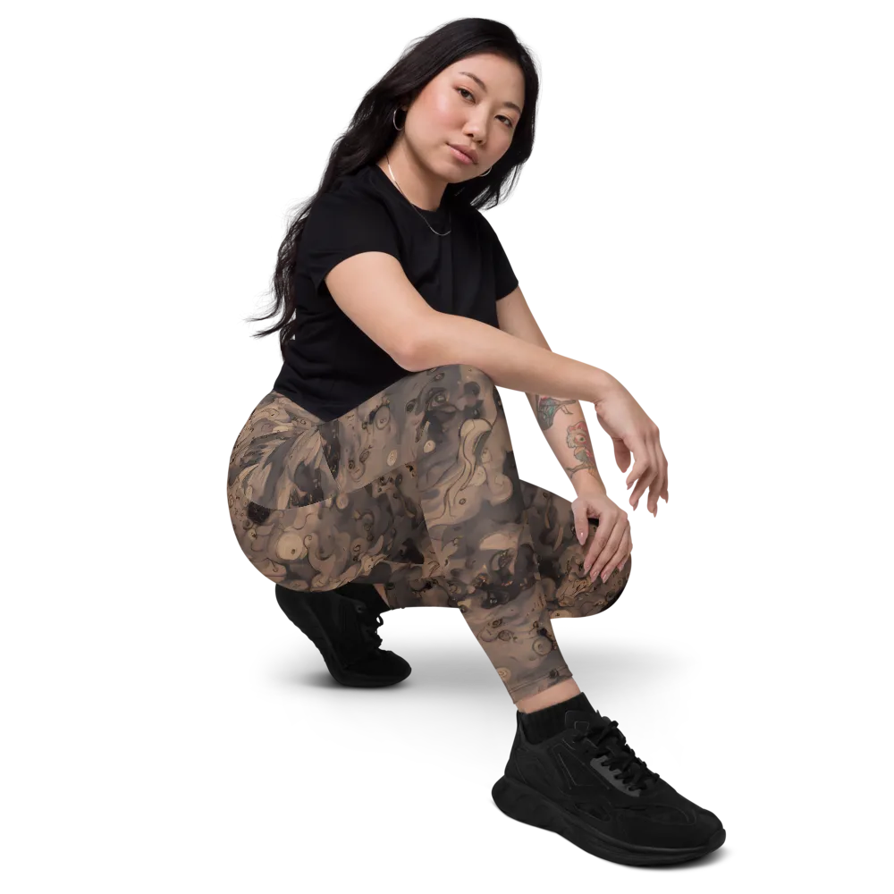 Sepia Whirlpool on Leggings with Pockets — Right Front
