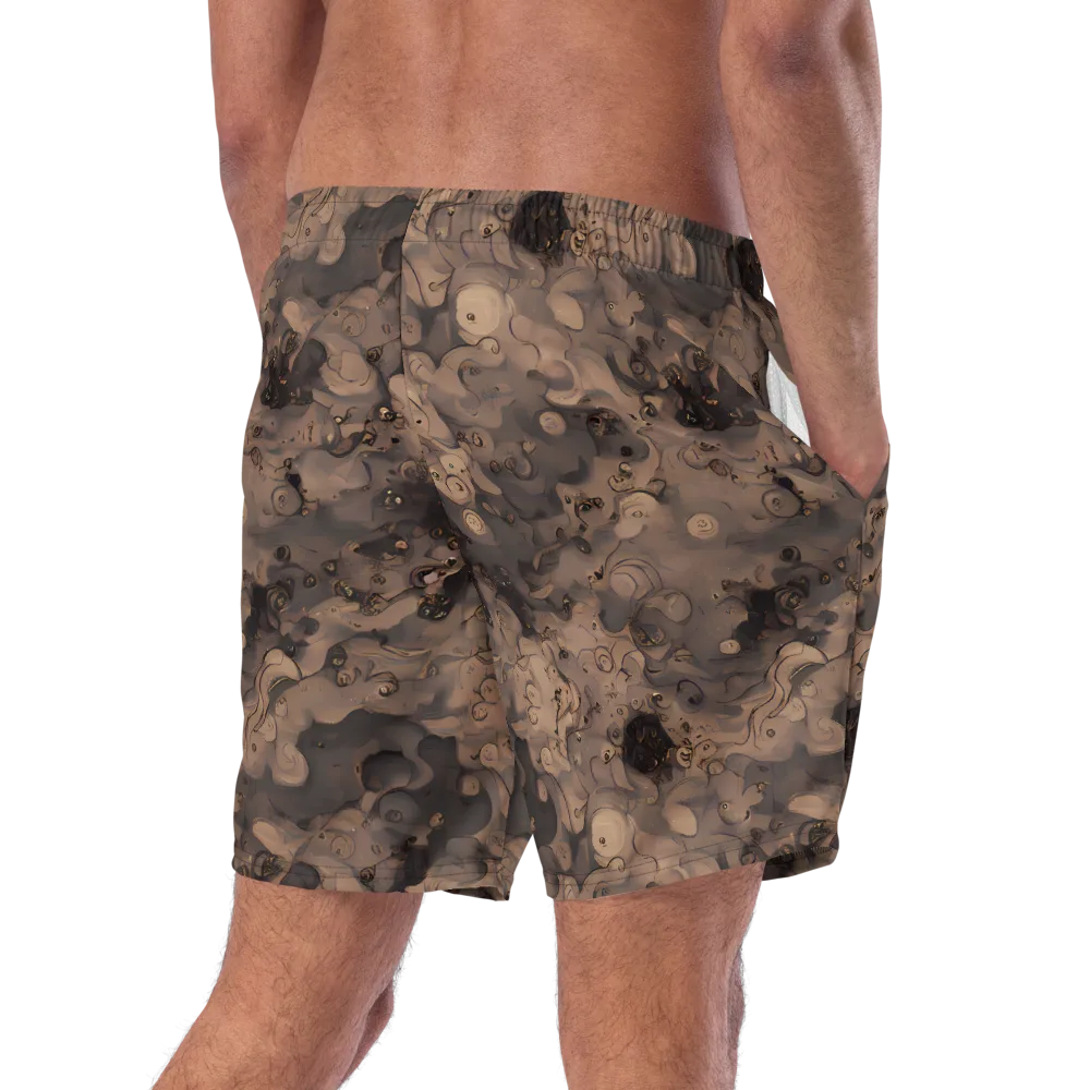 Sepia Whirlpool on Swim Trunks — Right Back