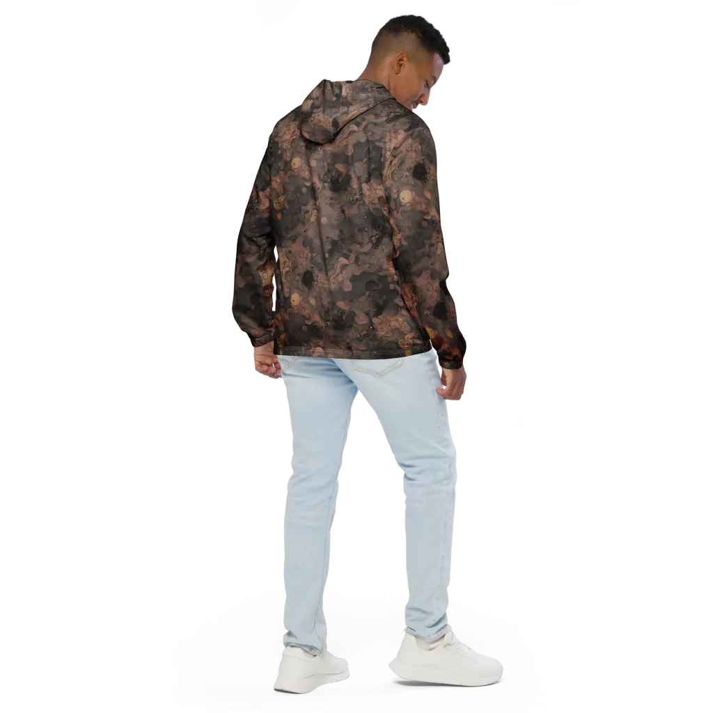 Sepia Whirlpool on Men's Windbreaker — Back