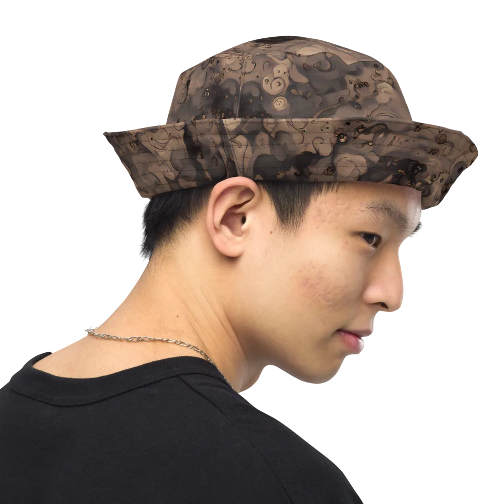 Sepia Whirlpool on Reversible Bucket Hat — Right Outside
