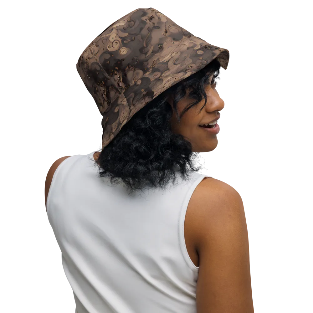Sepia Whirlpool on Reversible Bucket Hat — Right Outside