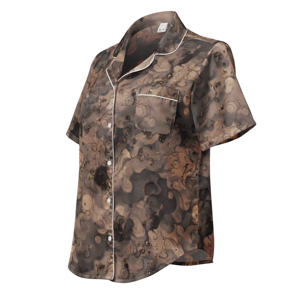Sepia Whirlpool on Women's Short Sleeve Pajama Top — Left Front
