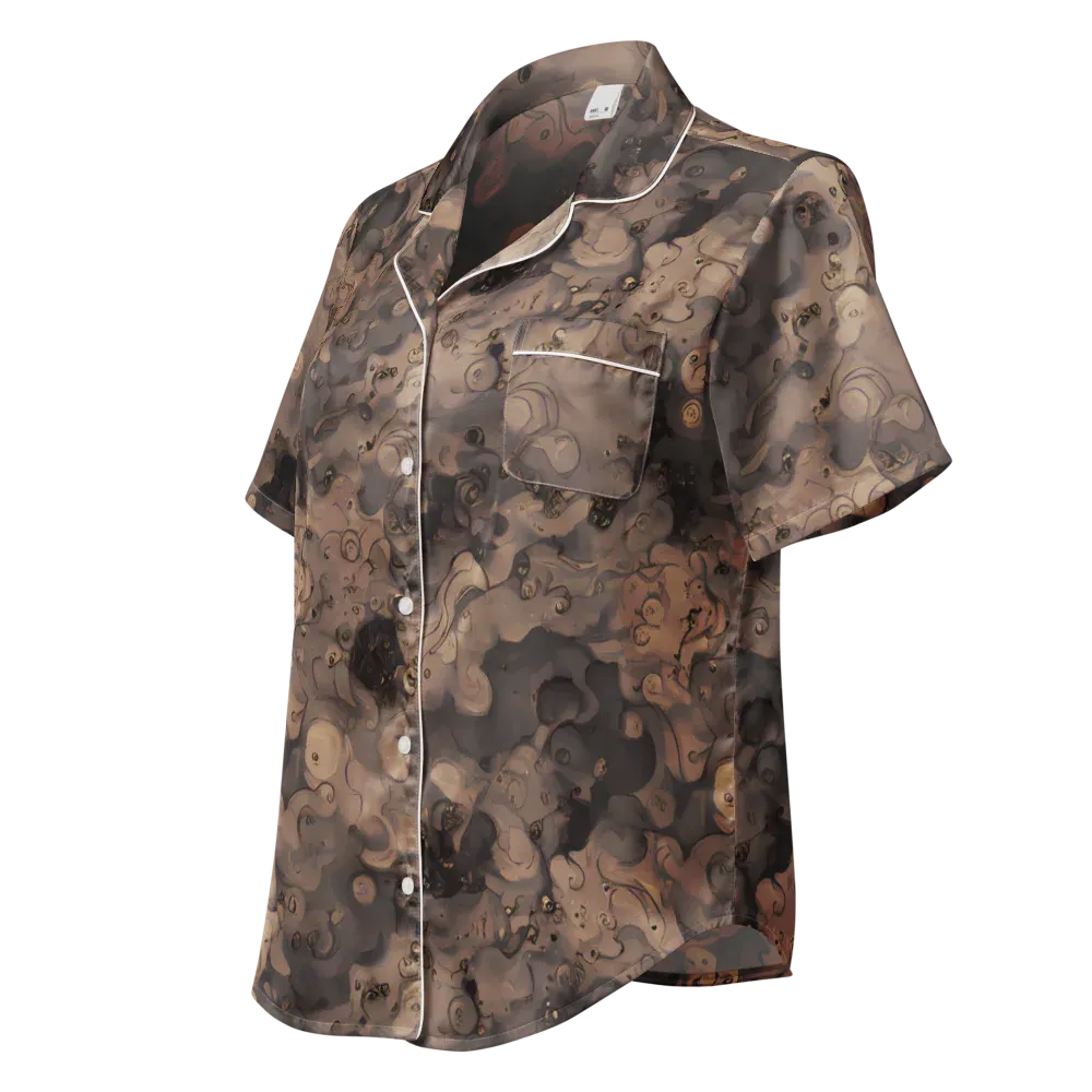 Sepia Whirlpool on Women's Short Sleeve Pajama Top — Left Front
