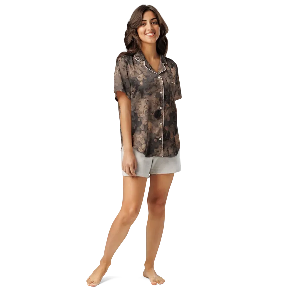 Sepia Whirlpool on Women's Short Sleeve Pajama Top — Front