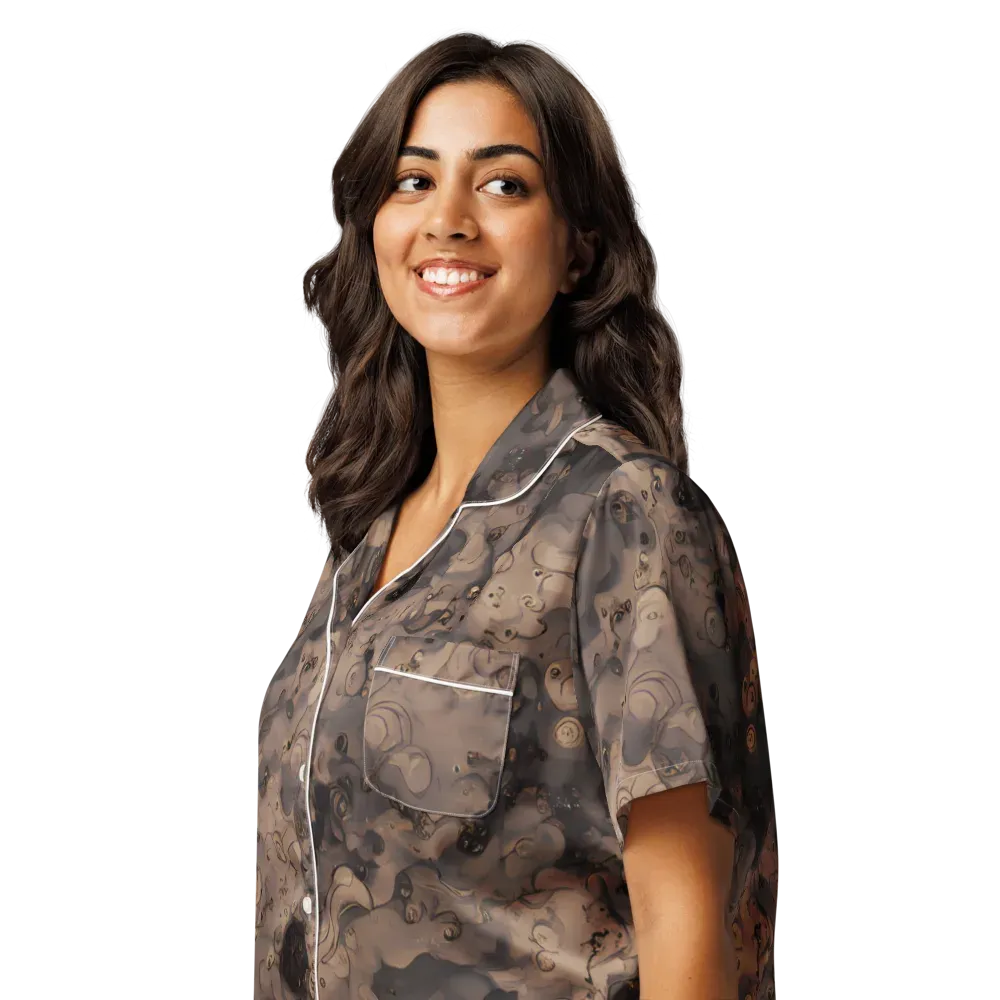Sepia Whirlpool on Women's Short Sleeve Pajama Top — Left Front
