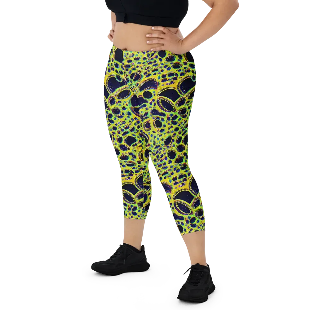 Acidic Nebula on Capri Leggings — Front