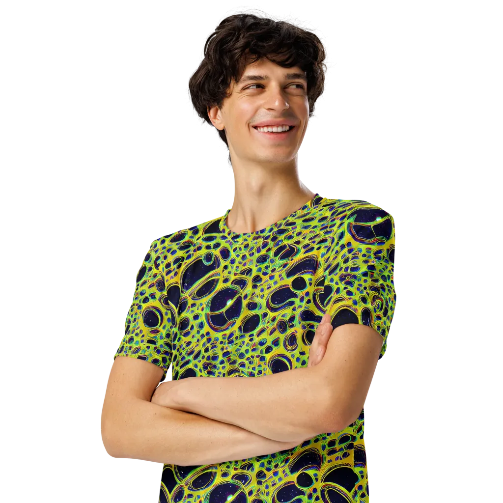 Acidic Nebula on Men's Crew Neck T-Shirt — Left Front