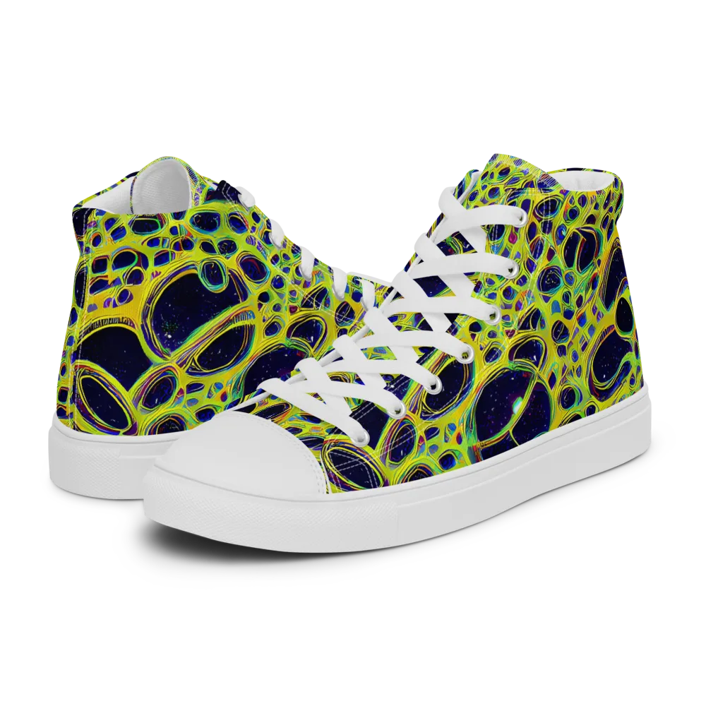 Acidic Nebula on Men's High Top Canvas Shoes — Left