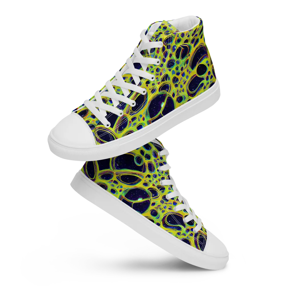 Acidic Nebula on Men's High Top Canvas Shoes — Front