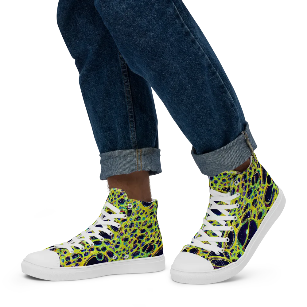 Acidic Nebula on Men's High Top Canvas Shoes — Left