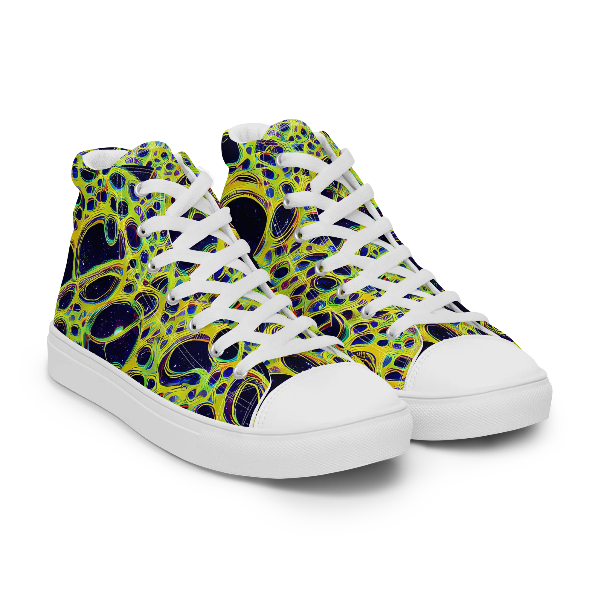 Acidic Nebula on Women's High Top Canvas Shoes — Right Front