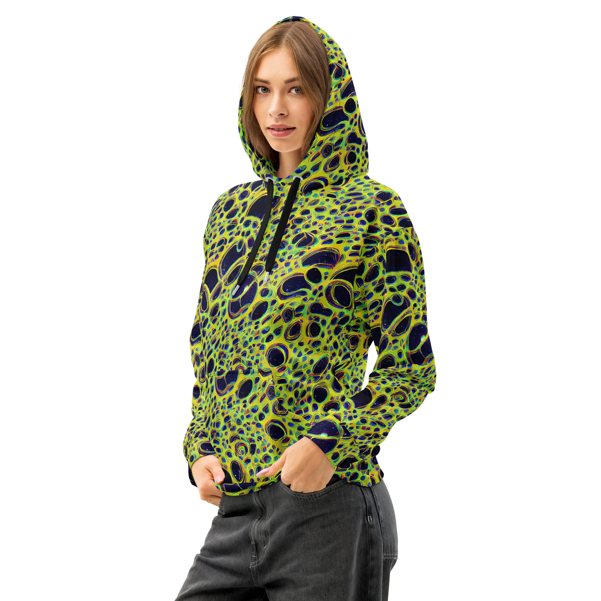 Acidic Nebula on Cotton Hoodie — Left Front