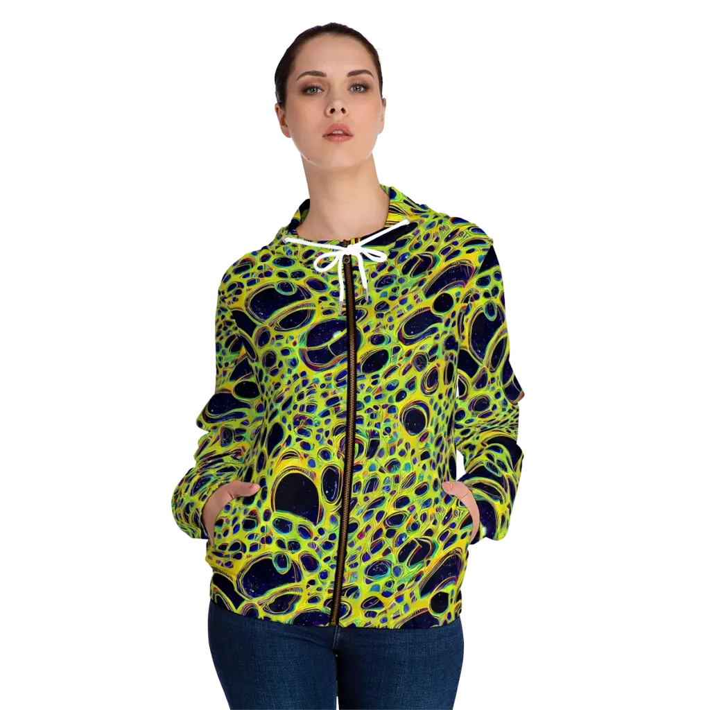 Acidic Nebula on Women's Full-Zip Hoodie — Front On Person