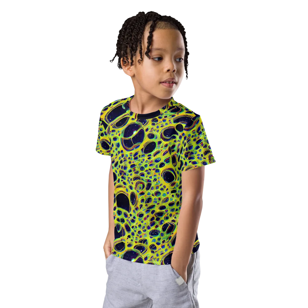 Acidic Nebula on Kids Crew Neck T-Shirt — Left Front