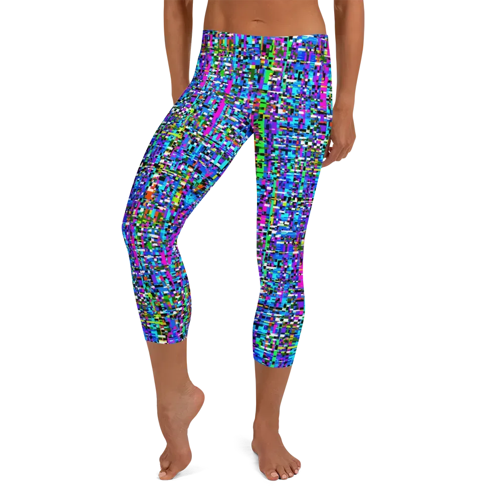Neon Mosaic on Capri Leggings — Front