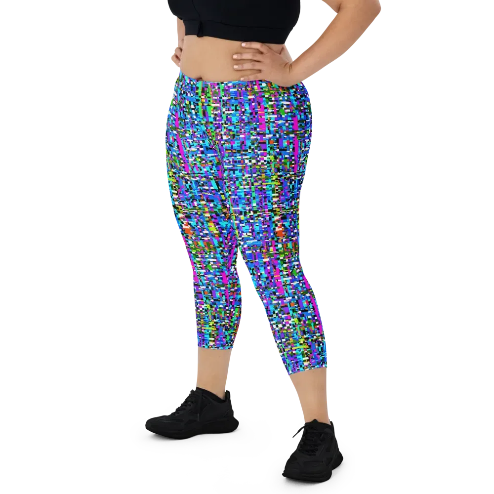 Neon Mosaic on Capri Leggings — Front