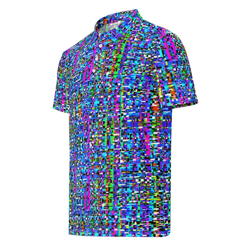 Neon Mosaic on Men's Slim Fit Polo Shirt — Left Front